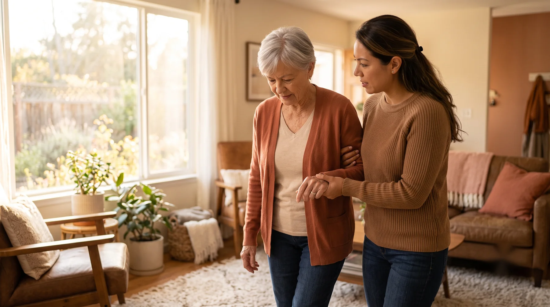 A caregiver assisting a client at home